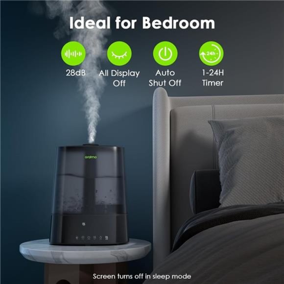Humidifiers for Bedroom Large Room, 6L Top Fill Cool/Warm Mist Humidifier - Picture 4 of 6
